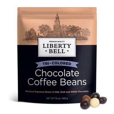 Liberty Bell Chocolate Covered Espresso Beans Tri-Color Blend Candy, 15 Ounce Bag