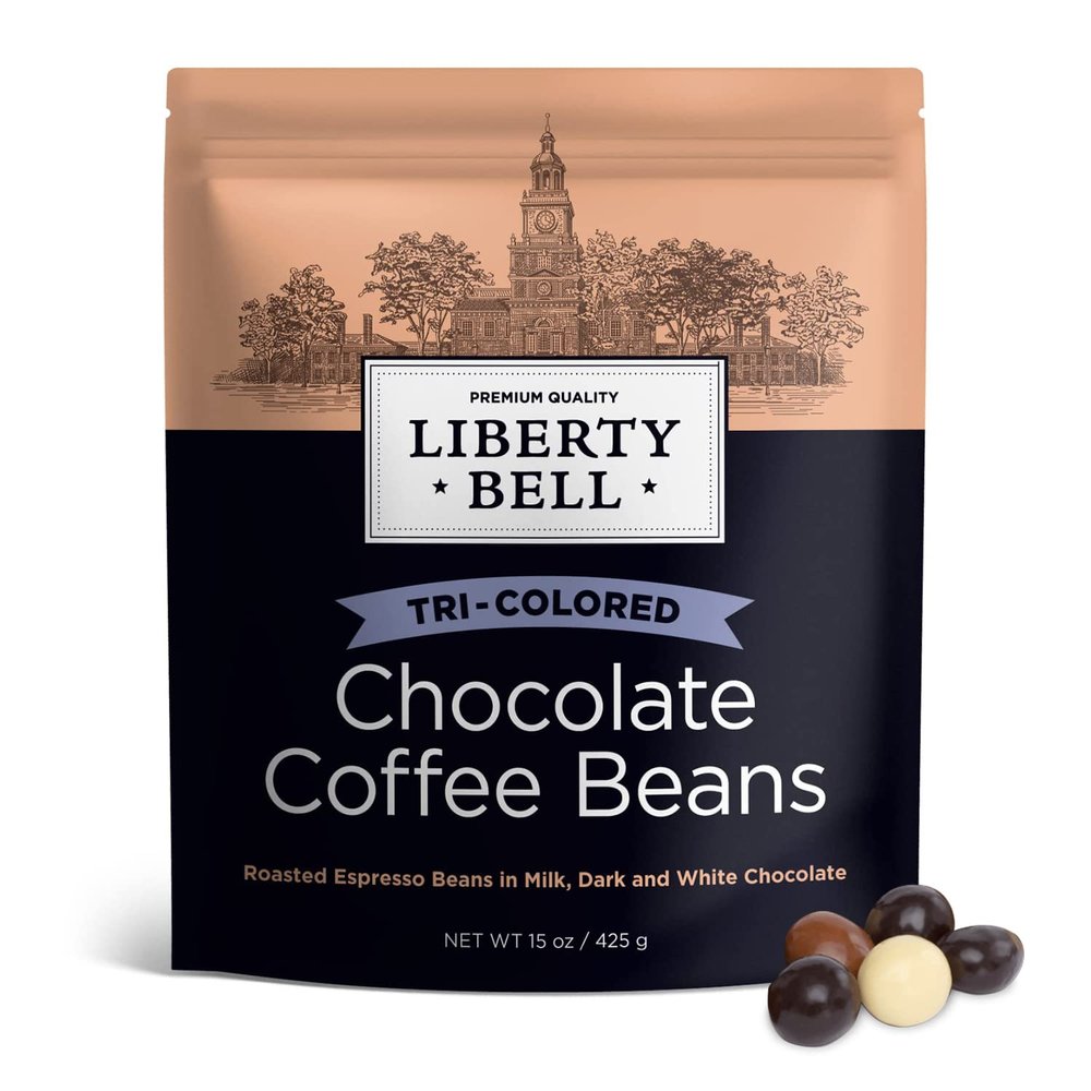 Liberty Bell Chocolate Covered Espresso Beans Tri-Color Blend Candy, 15 Ounce Bag