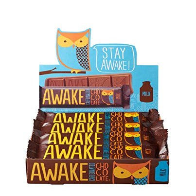 Awake Caffeinated Chocolate Energy Bar, Milk Chocolate Energy Bar, 1 Bar Equals 1 Cup of Coffee, 24 Bars (37.2 oz)