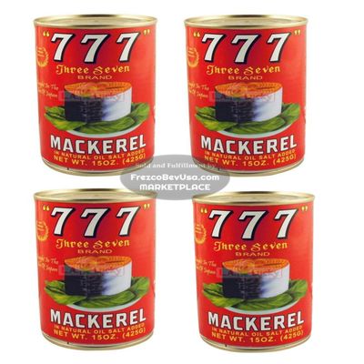 777 Mackerel Fiji Tin Fish (Pack Of 4 x 15 Oz) Premium quality mackerel in oil and full of flavor