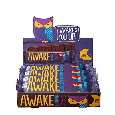 Awake Caffeinated Chocolate Energy Bar, Dark Chocolate Energy Bar, 1 Bar Equals 1 Cup of Coffee, 24 Bars (32.2 oz)