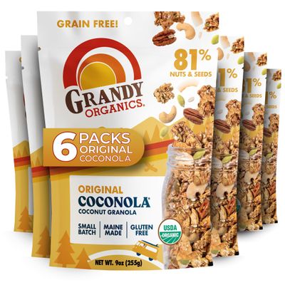 Grandy Organics Original Coconola Granola, Certified Organic Gluten Free Granola, Grain Free, Vegan and Paleo, Original Flavor Coconola, 9oz Each, Pack of 6