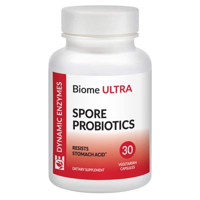 Biome Ultra Spore Probiotic + Prebiotic FOS (ProbioSEB CSC3)  5 Billion CFU Per Capsule  Bacillus Coagulans, Subtilis & Clausii  Shelf-Stable Daily Probiotic for Gut & Microbiome Support  30 Caps