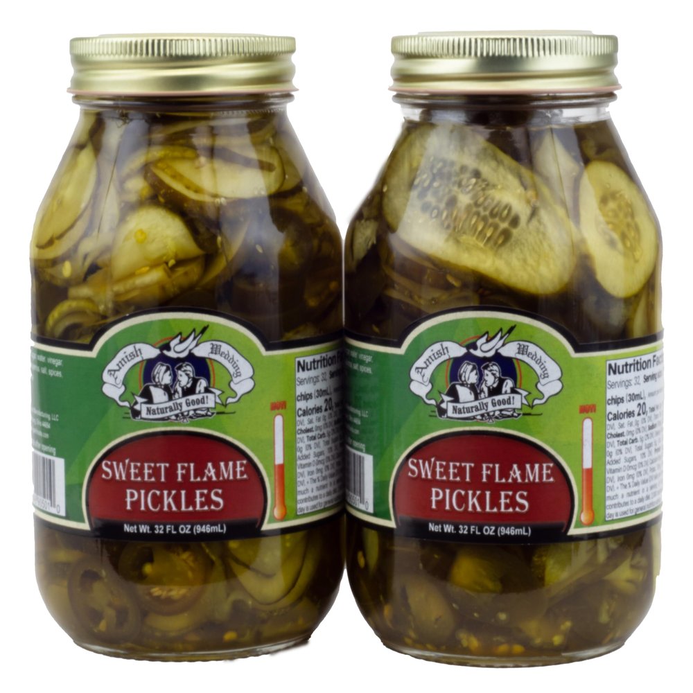 Amish Wedding Sweet Flame Pickles 32oz (Pack of 2)
