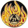 1 to 40 Year Twisted Flames Sobriety Coin - Gold Plated AA Chips & Medallions - 29 Year Sobriety Coin - Black/Red/Orange/Yellow view 1