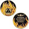 1 to 40 Year Twisted Flames Sobriety Coin - Gold Plated AA Chips & Medallions - 1 Year Sobriety Coin - Black/Red/Orange/Yellow view 3