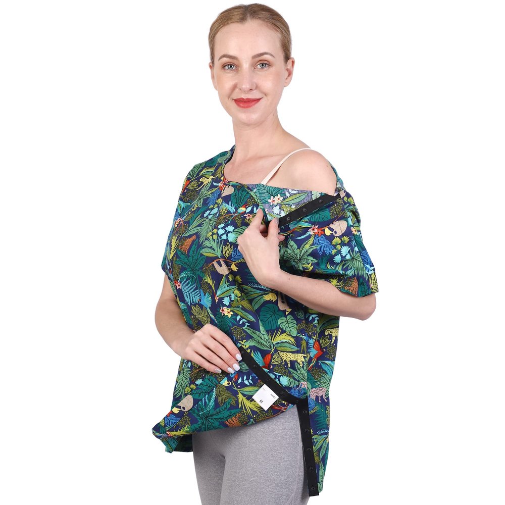 Post Shoulder Surgery Shirt - Short Sleeve Rehab Clothes with Drain Management Pockets (AA12-M)
