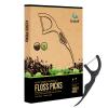 Natural Dental Floss Picks (100 Count) - Vegan, Eco Friendly, Sustainable Dental Flossers - Twin Floss (Charcoal) view 1