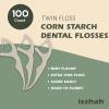 Natural Dental Floss Picks (100 Count) - Vegan, Eco Friendly, Sustainable Dental Flossers - Twin Floss (Mint) view 2