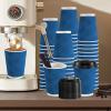 SIUQ 90 Pack 12 oz Disposable Coffee Cups with Lids and Straws, Insulated Ripple Wall To Go Paper Coffee Cups for Coffee, Hot Chocolate and Hot Tea Drinks - Navy view 3