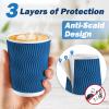 SIUQ 90 Pack 12 oz Disposable Coffee Cups with Lids and Straws, Insulated Ripple Wall To Go Paper Coffee Cups for Coffee, Hot Chocolate and Hot Tea Drinks - Navy view 4