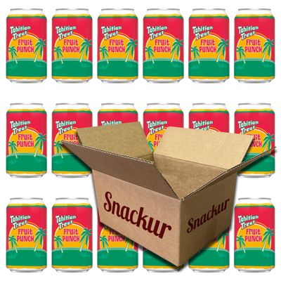 Tahitian Treat Fruit Punch Cans, 12 oz, 18 Pack, Snackur Safe Ship Box