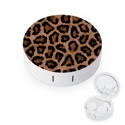 Bagea-Ka Cool Cheetah Leopard Pattern Contact Lens Case Box Eye Care Kit Holder Mirror Box with Tweezers Remover Tool Solution Bottle for Outdoor Travel & Home