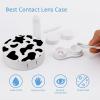 Bagea-Ka Cowhide Milk Cow Print Contact Lens Case Box Eye Care Kit Holder Mirror Box with Tweezers Remover Tool Solution Bottle for Outdoor Travel & Home view 3