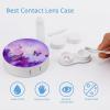 Bagea-Ka Butterfly on Purple Flowers Pattern Contact Lens Case Box Eye Care Kit Holder Mirror Box with Tweezers Remover Tool Solution Bottle for Outdoor Travel & Home view 3