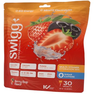 Swigg Electrolytes Powder Packets Daily Multi Vitamin Water Hydration Packet Powder No Sugar 2500 mcg B12, C + D + B6, Folate, Iron Zinc + More