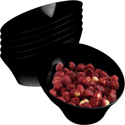 PARTY BARGAINS Black Plastic Angled Bowls, 22 oz Medium, 5 Pack, Heavy-Duty Disposable Party Serving Bowls for Salads & Snacks