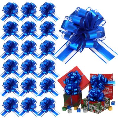Juexica 30 Pcs Large Christmas Pull Bows for Gift Wrapping 6 Inch Waterproof Ribbon Bow for for Valentine Xmas Wrapping Boxes Gift Decorations(Dark Blue)