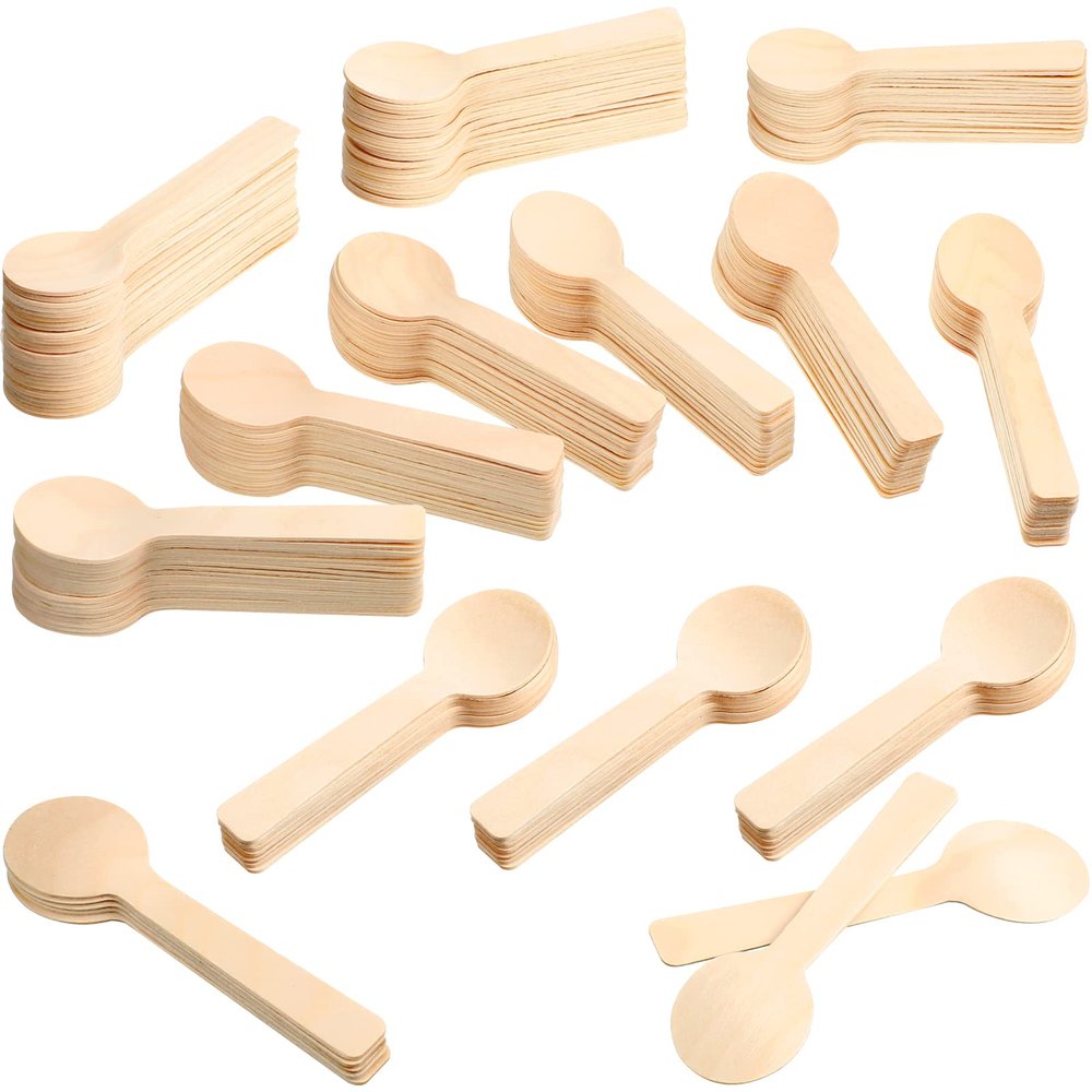 Gandeer 1000 Pcs Mini Wooden Spoons 3.94 inches Disposable Tasting Spoons for Dessert Ice Cream Honey Desserts Charcuterie Board Party Supplies Birchwood