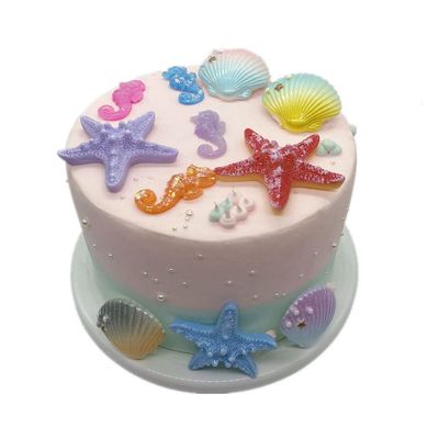 12 Pcs Sea Creatures Sea Shells Star Sea Horse Cake Topper for Birthday Party Baby Shower Wedding Cake Decorations