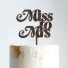 Custom Mr Mrs Cake Topper Bride And Groom with Pet Wedding Cake Topper Couple Silhouette Family Wedding Cake Topper Funny Cake Toppers for Wedding Brown Wood, 6 Inch view 1