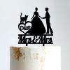 Lesbian Silhouette Cake Topper with Pet Wedding Mrs & Mrs Cake Topper Custom Wedding Cake Topper Same Sex Wedding Cake Topper Funny Cake Toppers for Wedding Black Acrylic, 6 Inch view 1