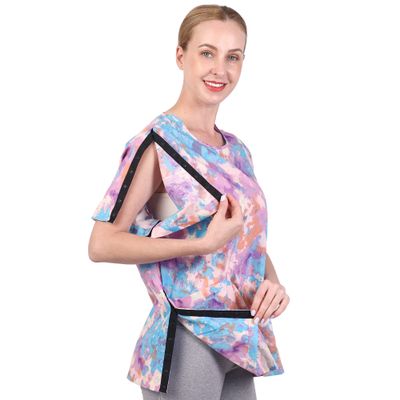 Post Shoulder Surgery Shirt - Short Sleeve Rehab Clothes with Drain Management Pockets (AA15-XL)