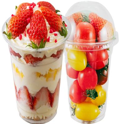 Artpreti 25 Sets 12 oz Clear Plastic Parfait Cups with Dome Lids(NO HOLE) - Disposable Dessert Cups with Lids for Dips Snacks and Fruit Yogurt Smoothie Iced Cold Drinks, No Leaking