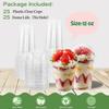 Artpreti 25 Sets 12 oz Clear Plastic Parfait Cups with Dome Lids(NO HOLE) - Disposable Dessert Cups with Lids for Dips Snacks and Fruit Yogurt Smoothie Iced Cold Drinks, No Leaking view 3