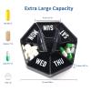 2 PCS-Large Weekly Pill Organizer,XL 7 Day Pill Box Case,Pill Dispenser Portable Small for Pocket or Travel,Pill Container for Vitamin, Cod Liver Oil, Pills, Supplements-Arthritis Friendly (Black) view 2