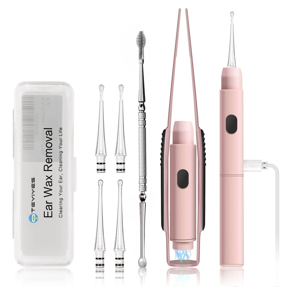 Ear Wax Removal with Light, Earwax Removal Kit Upgraded All in One Rechargeable Ear Cleaning Kit with Light/Ear Pick Digger/Ear Tweezers/Spiral Spring Ear Spoon for Adults Kids
