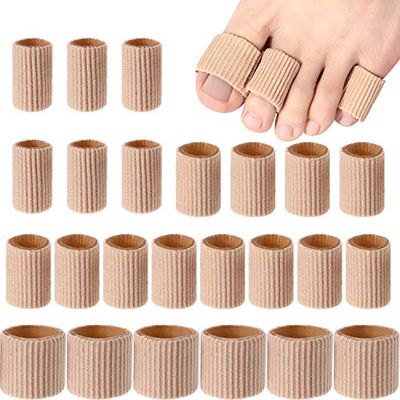 24 Pieces Toe Cushion Tube 0.98 Inches Toe Tubes Sleeves Soft Gel Corn Pad Protectors for Cushions Corns, Blisters, Calluses, Toes and Fingers, 3 Size (Mixed Size)