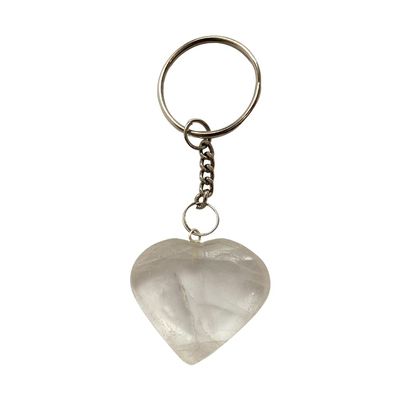 VIE Crystal Heart Keychain, 10x3cm, Clear Quartz
