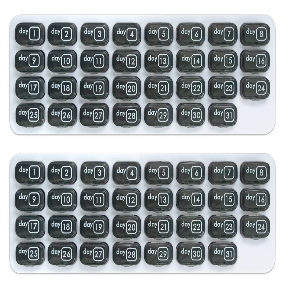 31 Day Monthly Pill Organizer with Daily Removable Pods - Grey (Grey - 2 Pack)