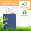 BagDream 50Pcs Gift Bags 8x4.25x10.5 Kraft Paper Gift Bags with Handles Bulk for Shopping, Wedding, Party Favor, Merchandise, Retail, Navy Blue Paper Grocery Sacks view 4