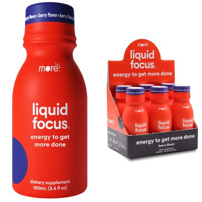 More Labs Liquid Focus, Nootropic Smart Drink with Powerful Antioxidants & Adaptogenic Herbs for Energy and Concentration, 150mg Caffeine (Pack of 6)
