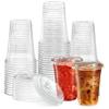 16 oz. Clear Cups with Strawless Sip-Lids, PET Crystal Clear Disposable 16oz Plastic Coffee Cups with Lids [50 Sets]