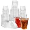 12 oz. Clear Cups with Strawless Sip-Lids, PET Crystal Clear Disposable 12 oz Plastic Cups with Lids [50 Sets] view 1