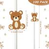 100 Pcs Bear Paper Straws Little Cutie Snowflake Disposable Drinking Paper Straws for Little Cutie Baby Shower Decorations Supplies Birthday Party Decorations, 0.24 x 7.76 Inch(Bear) view 2