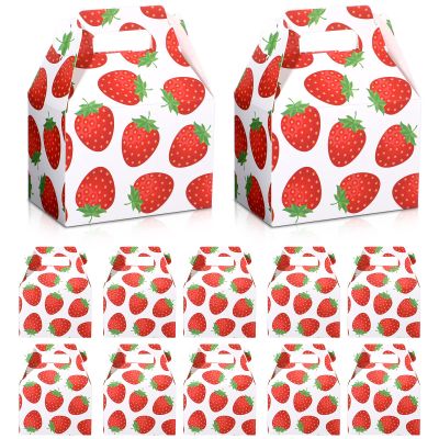 Fumete 22 Pcs Strawberry Party Favor Boxes Strawberry Candy Treat Goody Gift Boxes for Berry 1st Sweet One Birthday Summer Fruit Decorations Baby Shower Party Supplies, 4.7 x 2.4 x 2.8 Inch
