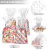 Aodaer 100 Pieces 10.6 x 5.1 In Silver Cellophane Bags Plastic Candy Gift Bags Cellophane Treat Bag with Twist Ties Stripes Polka Dot Printed Pattern Goodie Bag for Birthday Weddings Party Favors view 3