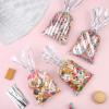 Aodaer 100 Pieces 10.6 x 5.1 In Silver Cellophane Bags Plastic Candy Gift Bags Cellophane Treat Bag with Twist Ties Stripes Polka Dot Printed Pattern Goodie Bag for Birthday Weddings Party Favors view 4