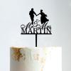 Custom Wedding Cake Topper Hearts Cake Topper Couple Silhouette Wedding Cake Topper Mr And Mrs Cake Toppers Funny Cake Toppers for Wedding Black Acrylic Wedding Cake Topper view 2