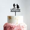 Custom Wedding Cake Topper Hearts Cake Topper Couple Silhouette Wedding Cake Topper Mr And Mrs Cake Toppers Funny Cake Toppers for Wedding Black Acrylic Wedding Cake Topper view 3