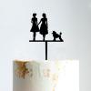 Hearts Dog Mrs&Mrs Cake Topper Couple Silhouette Wedding legant Rustic Vintag Cake Topper Mr And Mrs Cake Toppers for Wedding Black Acrylic Wedding Cake Topper Anniversary Baptism Cake Topper view 2
