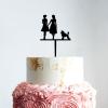 Hearts Dog Mrs&Mrs Cake Topper Couple Silhouette Wedding legant Rustic Vintag Cake Topper Mr And Mrs Cake Toppers for Wedding Black Acrylic Wedding Cake Topper Anniversary Baptism Cake Topper view 3