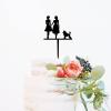 Hearts Dog Mrs&Mrs Cake Topper Couple Silhouette Wedding legant Rustic Vintag Cake Topper Mr And Mrs Cake Toppers for Wedding Black Acrylic Wedding Cake Topper Anniversary Baptism Cake Topper view 4