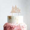 Custom Bride And Groom Cake Topper Couple Silhouette Wedding Cake Topper Hearts Wood Color Cake Topper Wedding Mr & Mrs Cake Topper Script Cake Toppers for Wedding Wood Wedding Cake Topper view 1