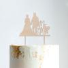 Custom Bride And Groom Cake Topper Couple Silhouette Wedding Cake Topper Hearts Wood Color Cake Topper Wedding Mr & Mrs Cake Topper Script Cake Toppers for Wedding Wood Wedding Cake Topper view 2