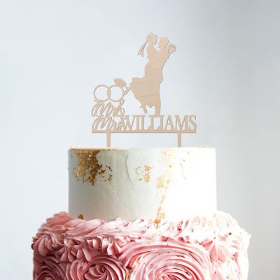 Couple Silhouette Wedding Cake Topper Couple Ring Cake Topper Wedding Mr & Mrs Cake Topper Wood Wedding Cake Topper Custom Cake Toppers for Wedding/Anniversary Beach Wedding Bridal Shower Decor